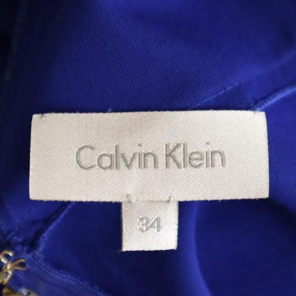 Calvin klein カルバンクライン ノースリーブ ワンピース 34 ネイビー系 バックジップ レディース