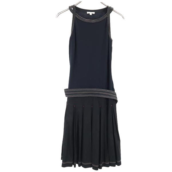 PAULE KA ポールカ ノースリーブ ワンピース 36 ブラック系 サイドジップ レディース