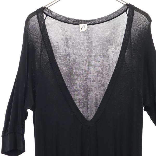 β ベータ 7分袖 ワンピース 40 黒系 レディース