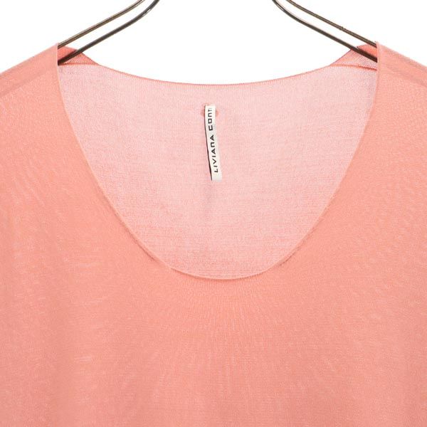 LIVIANA CONTI リビアナコンティ イタリア製 ノースリーブ デザイン ニット ワンピース 40 ピンク系 レディース