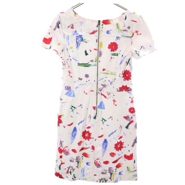 SEE BY CHLOE シーバイクロエ 総柄 半袖 ワンピース USA2 ホワイト系 バックジップ レディース