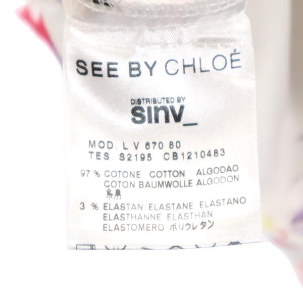 SEE BY CHLOE シーバイクロエ 総柄 半袖 ワンピース USA2 ホワイト系 バックジップ レディース