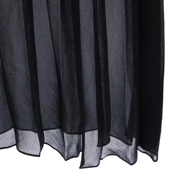 LANVIN en Bleu ランバンオンブルー 日本製 ノースリーブ シースルー プリーツ ワンピース 38 ブラック系 レディース