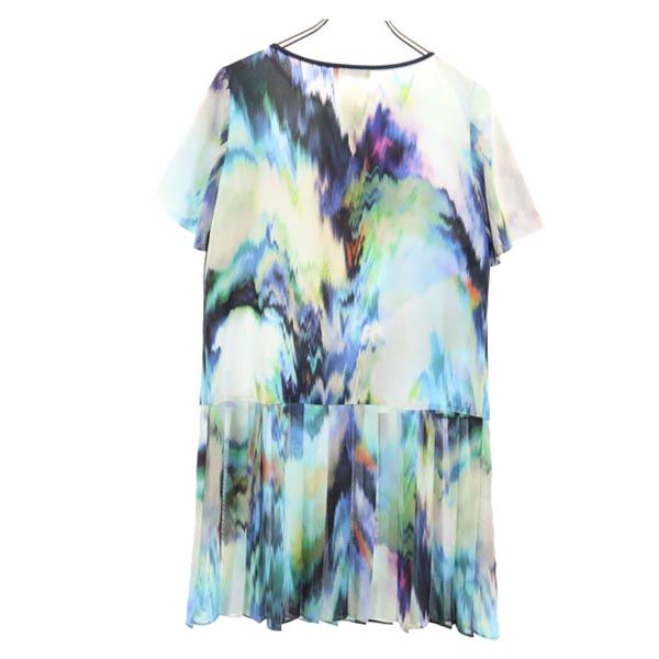 Paul Smith ポールスミス 日本製 総柄 半袖 ワンピース 38 ブルー系 レディース