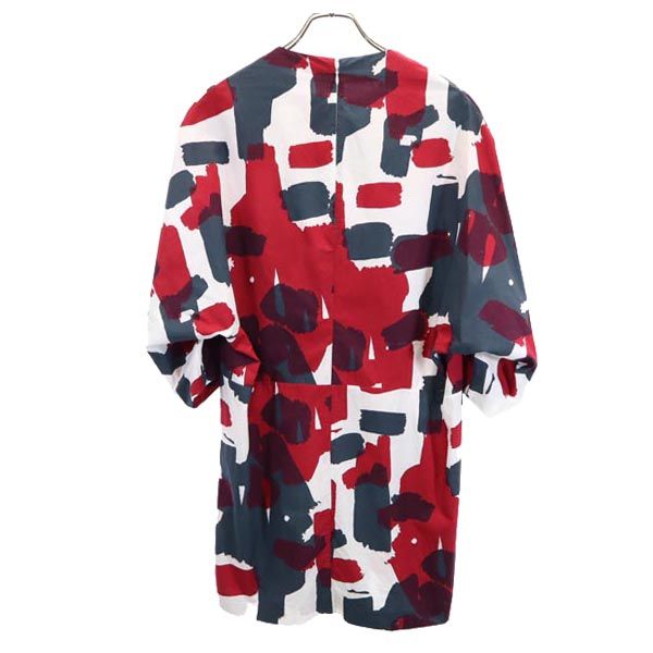 MARNI マルニ イタリア製 総柄 7分袖 ワンピース 40 レッド×グレー レディース