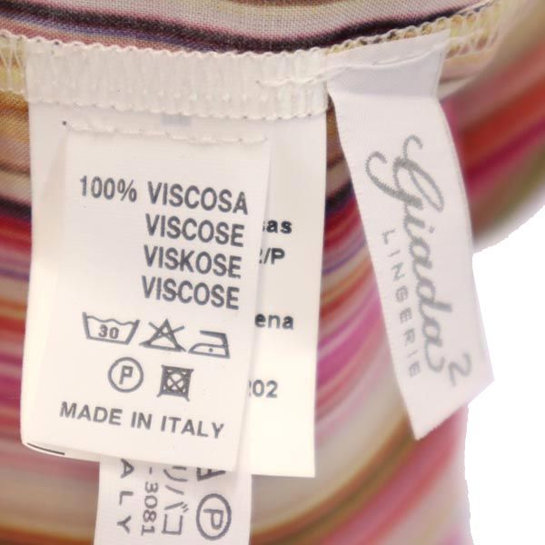 未使用 Chiara Fiorini キアラフィオリーニ イタリア製 ストライプ柄 半袖 ワンピース 9 ピンク系 レディース