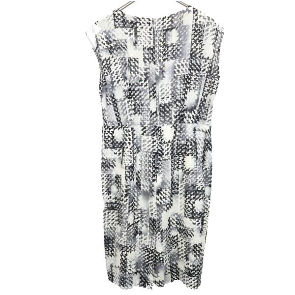 Aquascutum アクアスキュータム 日本製 総柄 ノースリーブ ワンピース 黒系 レディース