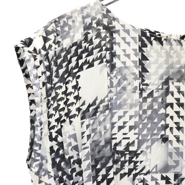 Aquascutum アクアスキュータム 日本製 総柄 ノースリーブ ワンピース 黒系 レディース