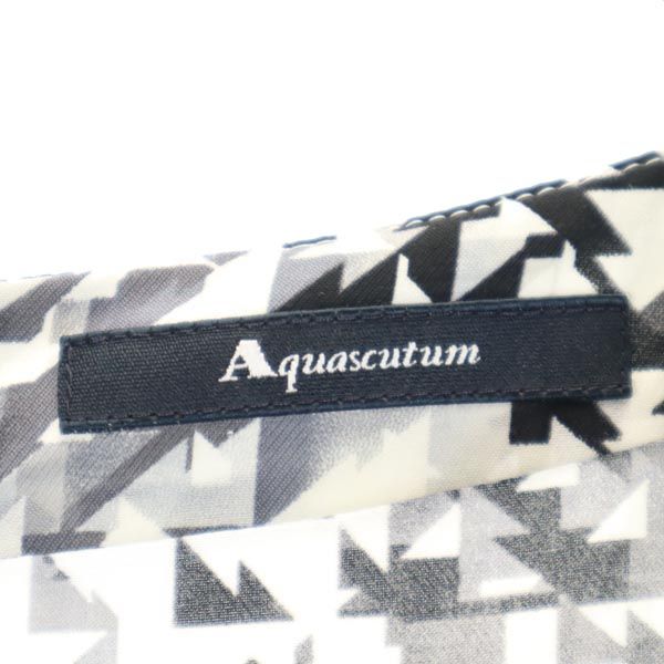 Aquascutum アクアスキュータム 日本製 総柄 ノースリーブ ワンピース 黒系 レディース