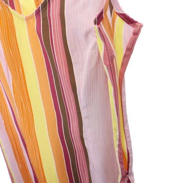 MAX&CO マックスアンドコー イタリア製 ストライプ柄 ノースリーブ ワンピース 40 ピンク×オレンジ×黄 レディース