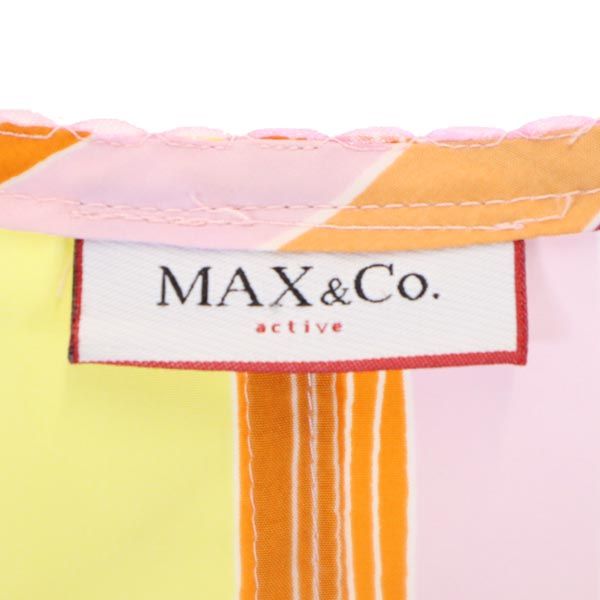 MAX&CO マックスアンドコー イタリア製 ストライプ柄 ノースリーブ ワンピース 40 ピンク×オレンジ×黄 レディース