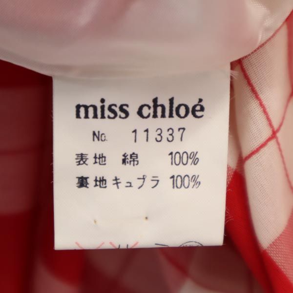 miss chloe ミスクロエ 日本製 チェック柄 半袖 ワンピース 40 赤×白 レディース