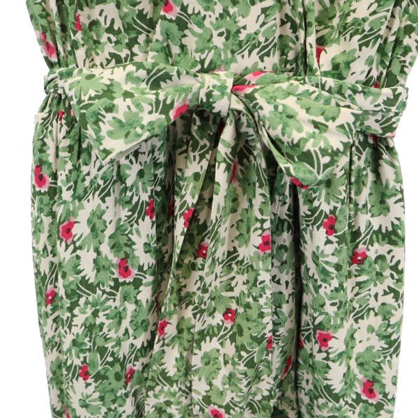 PAUL&JOE ポール&ジョー フランス製 花柄 ノースリーブ ワンピース 36 グリーン×ピンク レディース