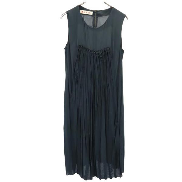 MARNI マルニ イタリア製 ノースリーブ ワンピース 42 グリーン系 バックジップ レディース