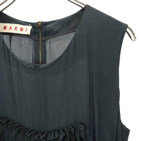 MARNI マルニ イタリア製 ノースリーブ ワンピース 42 グリーン系 バックジップ レディース