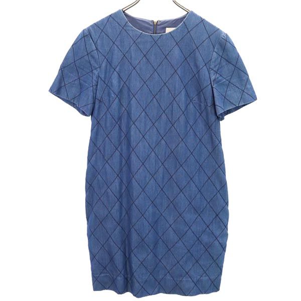 ケイトスペード 半袖 ワンピース 4 ブルー系 Kate Spade バックジップ レディース