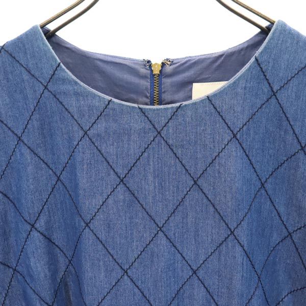 ケイトスペード 半袖 ワンピース 4 ブルー系 Kate Spade バックジップ レディース