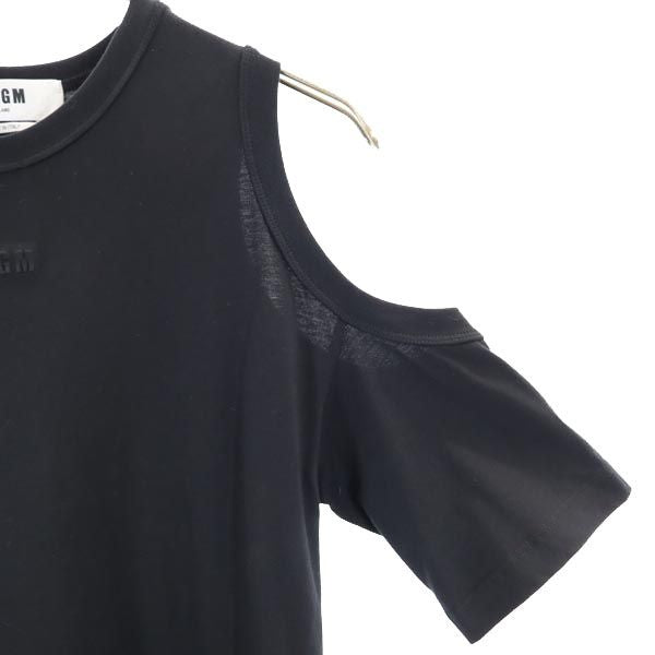 MSGM エムエスジーエム イタリア製 半袖 オープンショルダー ロングワンピース XXS 黒 レディース