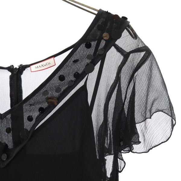 MAX&CO マックスアンドコー 半袖 キャミソール付き レース ワンピース 44 ブラック レディース