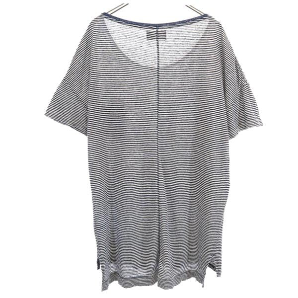 ダイエットブッチャースリムスキン 日本製 リネン ボーダー柄 半袖 ニット Tシャツ 紺×白 DIET BUTCHER SLIM SKIN メンズ