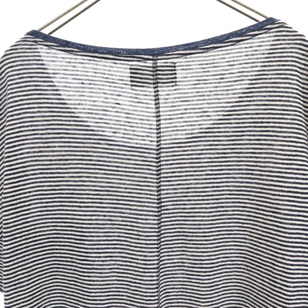 ダイエットブッチャースリムスキン 日本製 リネン ボーダー柄 半袖 ニット Tシャツ 紺×白 DIET BUTCHER SLIM SKIN メンズ