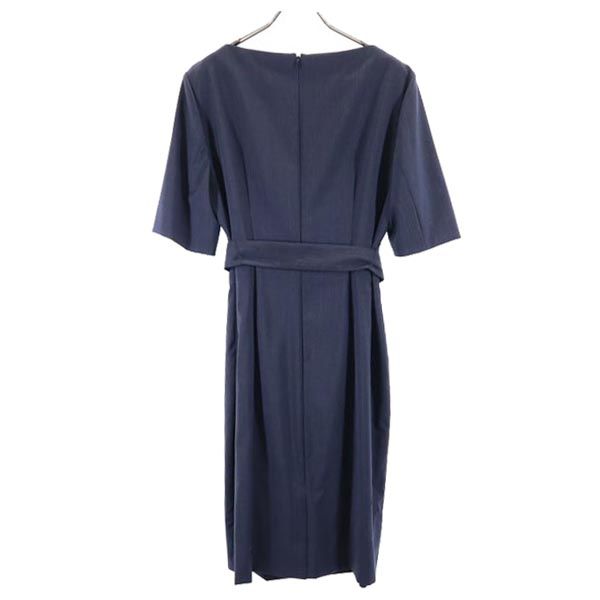未使用 HUGO BOSS ヒューゴボス 半袖 ワンピース US10 ネイビー系 バックジップ レディース