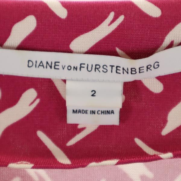 DIANE VON FURSTENBERG ダイアンフォンファステンバーグ 総柄 ノースリーブ ワンピース 2 ピンク系 レディース