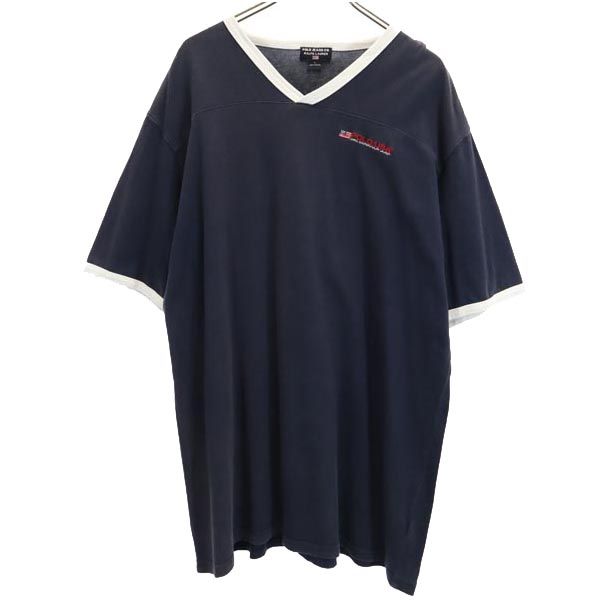 POLO JEANS COMPANY ポロジーンズカンパニー ロゴ刺繍 半袖 Vネック Tシャツ L ネイビー メンズ