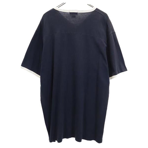 POLO JEANS COMPANY ポロジーンズカンパニー ロゴ刺繍 半袖 Vネック Tシャツ L ネイビー メンズ