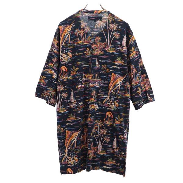 ROLLING CRADLE ローリングクレイドル 総柄 7分袖 ロング カーディガン L ネイビー系 メンズ