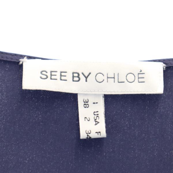 SEE BY CHLOE シーバイクロエ シルクブレンド ワンピース USA2 ネイビー×ブルー×ホワイト レディース
