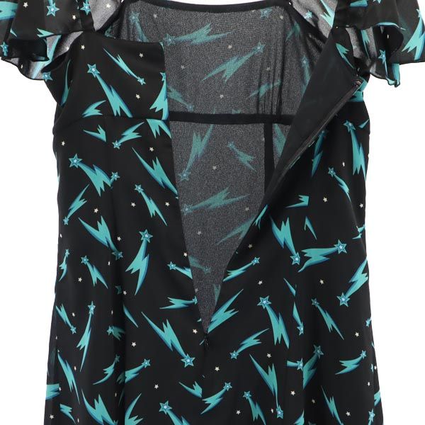 HYSTERIC ヒステリック 日本製 総柄 ノースリーブ ワンピース FREE ブラック系 バックジップ レディース