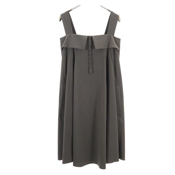 FOXEY NEW YORK フォクシーニューヨーク 日本製 キャミワンピース 38 グレー系 バックジップ レディース