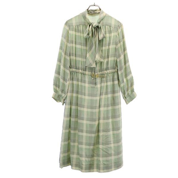 Salvatore Ferragamo サルヴァトーレフェラガモ 総柄 長袖 ワンピース グリーン系 レディース