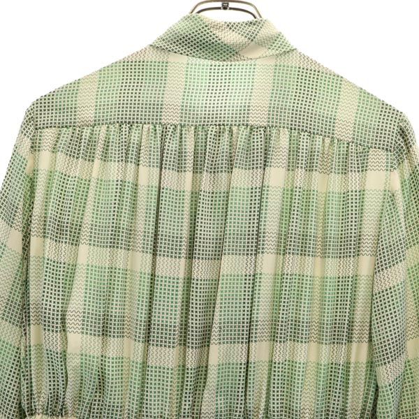 Salvatore Ferragamo サルヴァトーレフェラガモ 総柄 長袖 ワンピース グリーン系 レディース