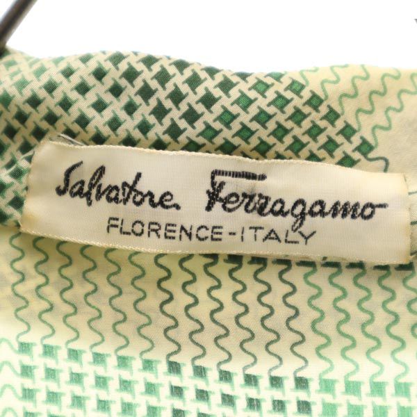 Salvatore Ferragamo サルヴァトーレフェラガモ 総柄 長袖 ワンピース グリーン系 レディース