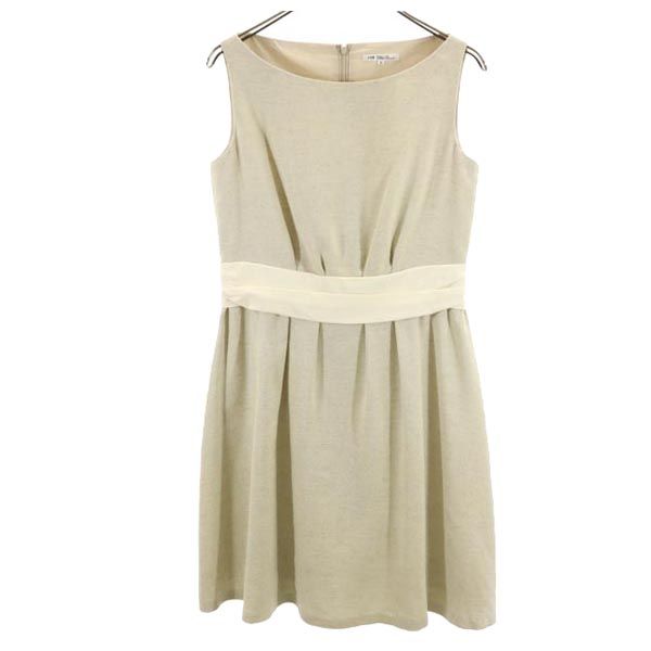 23ku 23区 ノースリーブ ワンピース 40 ベージュ系 バックジップ レディース