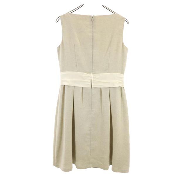 23ku 23区 ノースリーブ ワンピース 40 ベージュ系 バックジップ レディース