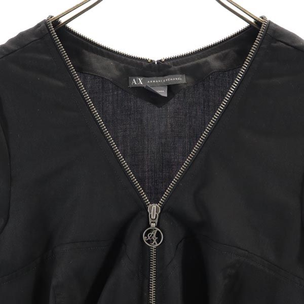 ARMANI EXCHANGE アルマーニエクスチェンジ 半袖 フレンチスリーブ ジップ ワンピース 8 黒 レディース