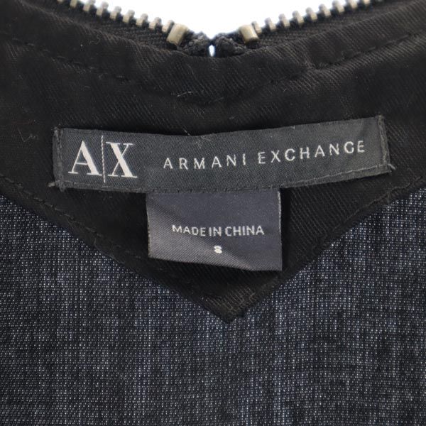 ARMANI EXCHANGE アルマーニエクスチェンジ 半袖 フレンチスリーブ ジップ ワンピース 8 黒 レディース