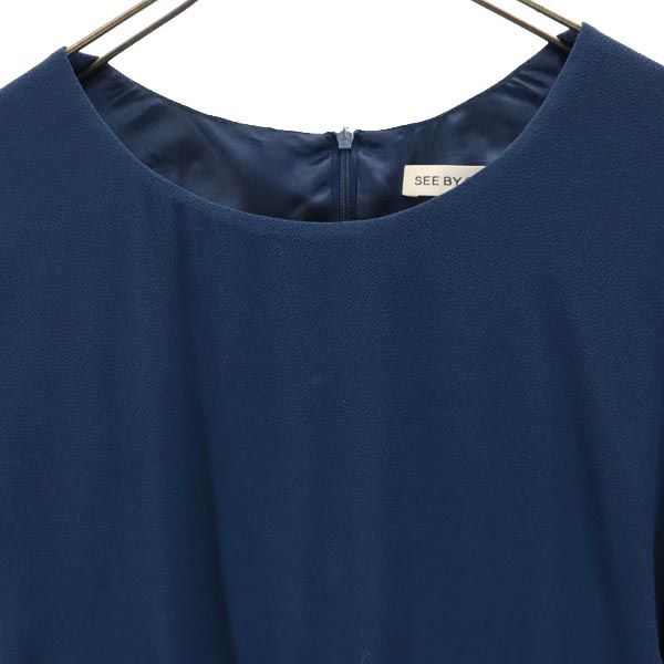 SEE BY CHLOE シーバイクロエ 半袖 膝丈ワンピース 2 ネイビー レディース