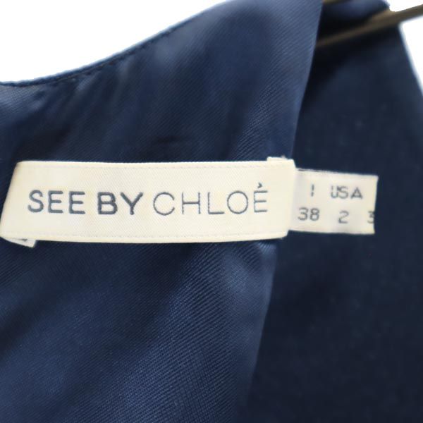 SEE BY CHLOE シーバイクロエ 半袖 膝丈ワンピース 2 ネイビー レディース