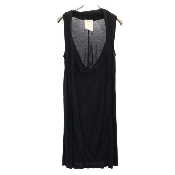 trosman トロスマン 日本製 ノースリーブ デザイン ワンピース S ブラック系 レディース