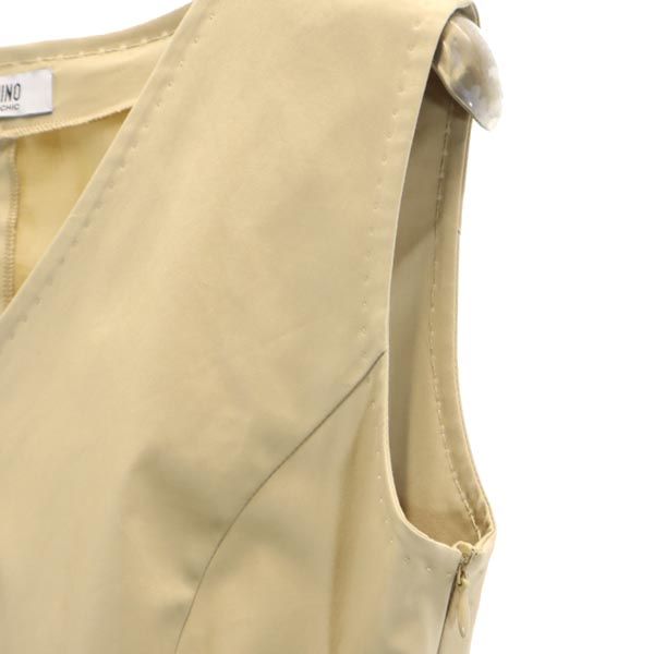 MOSCHINO モスキーノ イタリア製 ノースリーブ ワンピース USA4 ベージュ系 サイドジップ レディース