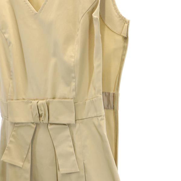 MOSCHINO モスキーノ イタリア製 ノースリーブ ワンピース USA4 ベージュ系 サイドジップ レディース