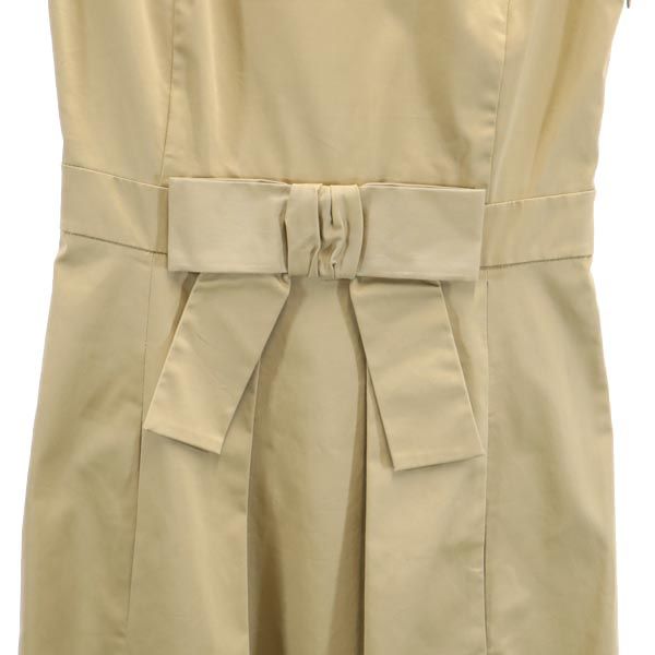 MOSCHINO モスキーノ イタリア製 ノースリーブ ワンピース USA4 ベージュ系 サイドジップ レディース