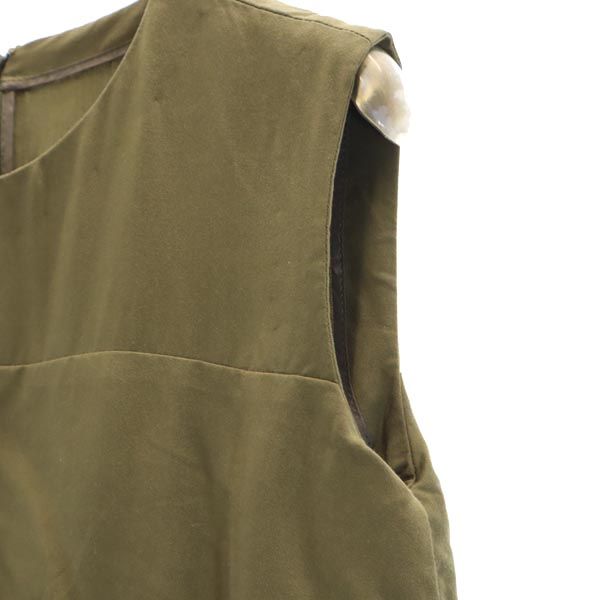 TARO HORIUCHI タロウホリウチ 日本製 ノースリーブ デザイン ワンピース 2 カーキグリーン バックジップ レディース