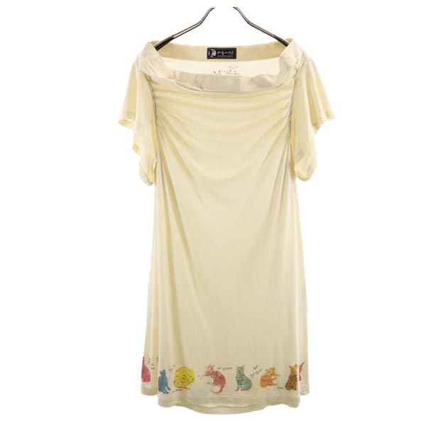 AndyWarhol BY HYSTERIC GLAMOUR アンディーウォーホルバイヒステリックグラマー 日本製 猫柄 半袖 ワンピース FREE アイボリー レディース