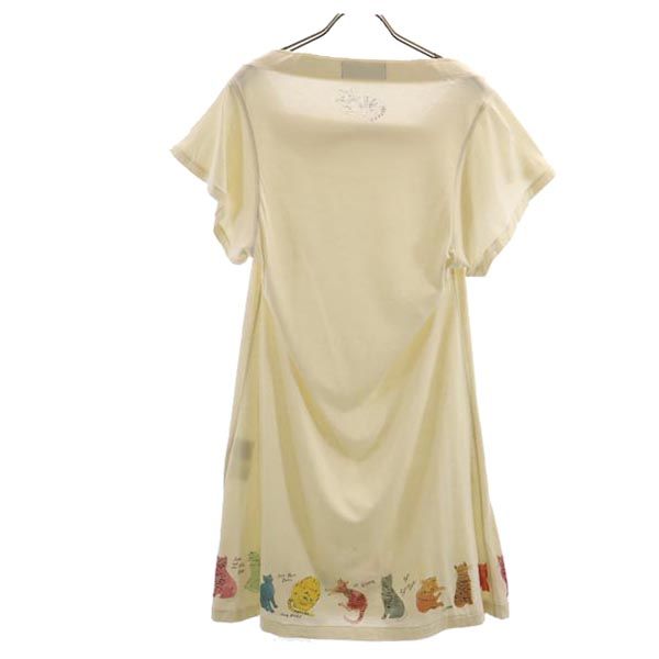 AndyWarhol BY HYSTERIC GLAMOUR アンディーウォーホルバイヒステリックグラマー 日本製 猫柄 半袖 ワンピース FREE アイボリー レディース