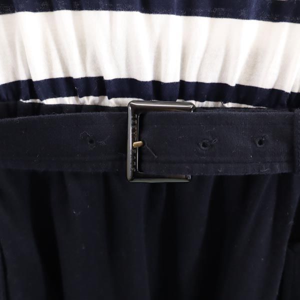 BLUE LABEL CRESTBRIDGE ブルーレーベルクレストブリッジ ボーダー 半袖 ドッキング ワンピース 36 紺×白 レディース